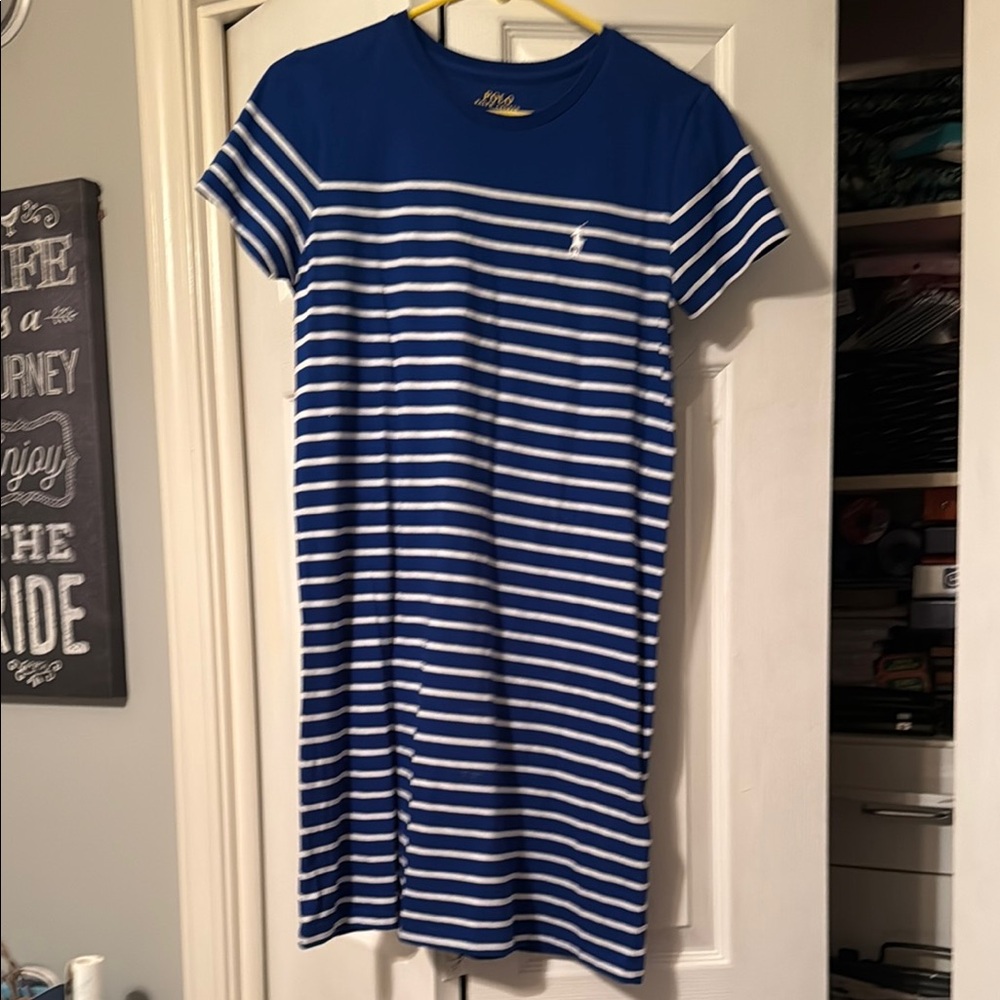 Polo Ralph Lauren Navy and White Striped Mini Dress